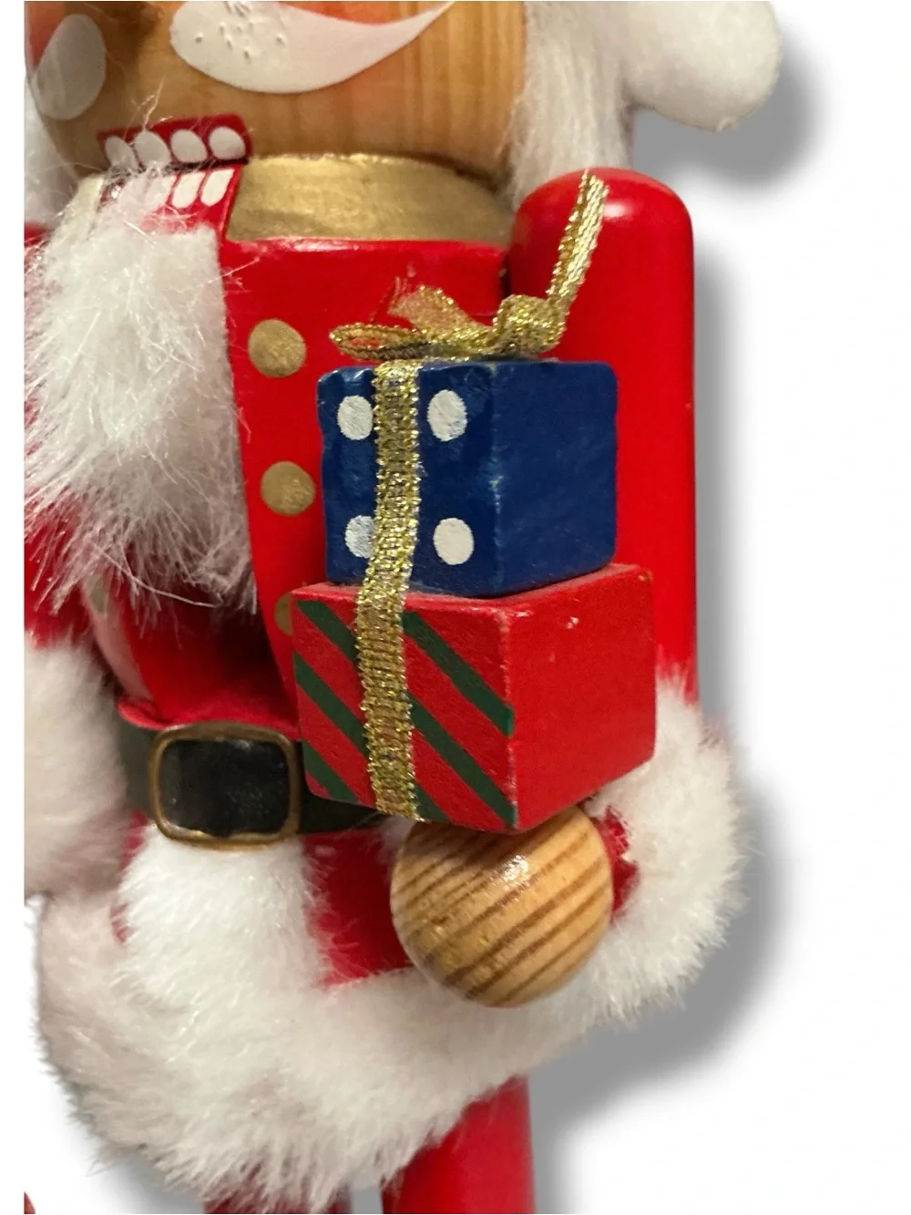 Vintage Wooden Red Santa Nutcracker Figurine - Holiday Decor